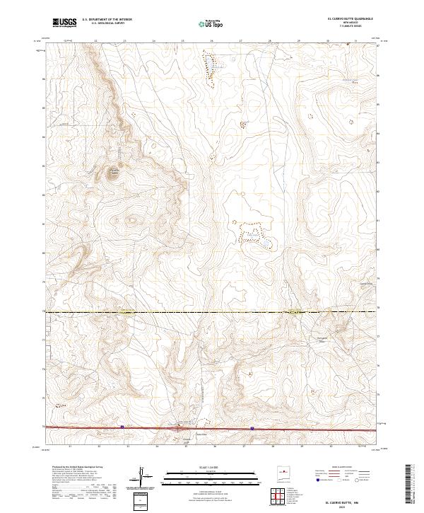 US Topo 7.5-minute map for El Cuervo Butte NM