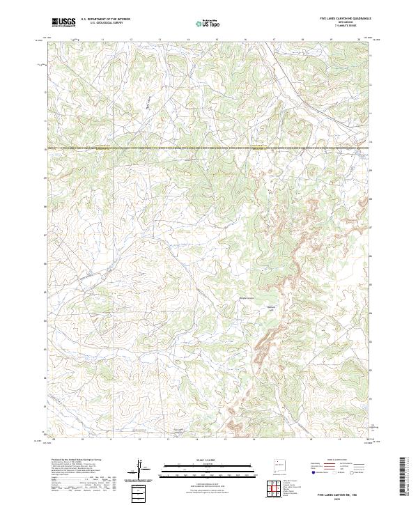 US Topo 7.5-minute map for Five Lakes Canyon NE NM
