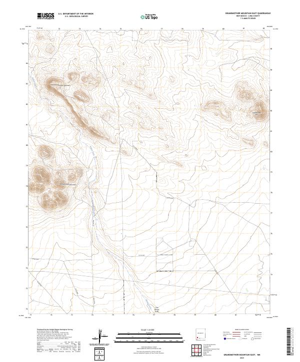 US Topo 7.5-minute map for Grandmother Mountain East NM