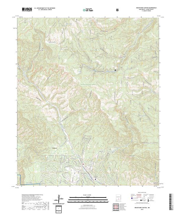 US Topo 7.5-minute map for Graveyard Canyon NM