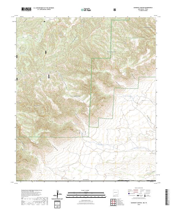 US Topo 7.5-minute map for Gunsight Canyon NMTX