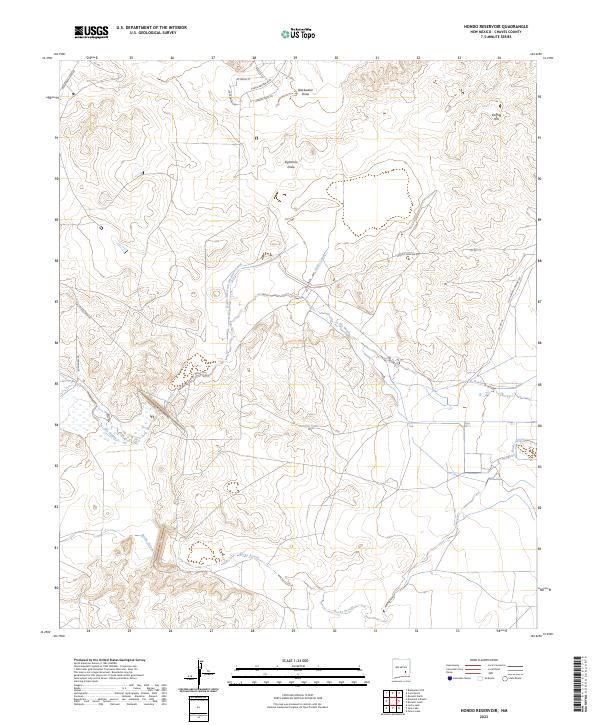US Topo 7.5-minute map for Hondo Reservoir NM