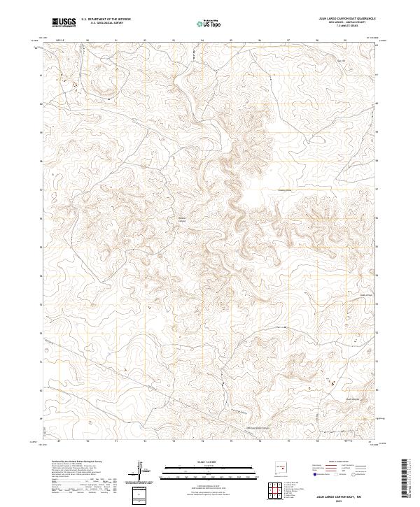 US Topo 7.5-minute map for Juan Largo Canyon East NM