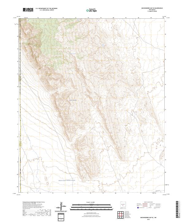 US Topo 7.5-minute map for Mockingbird Gap SE NM