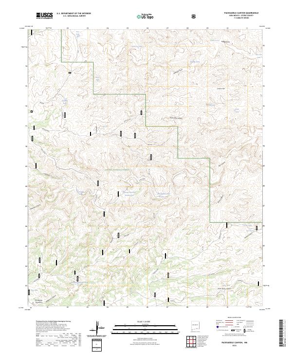 US Topo 7.5-minute map for Packsaddle Canyon NM