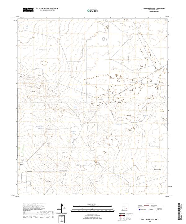 US Topo 7.5-minute map for Paduca Breaks East NMTX