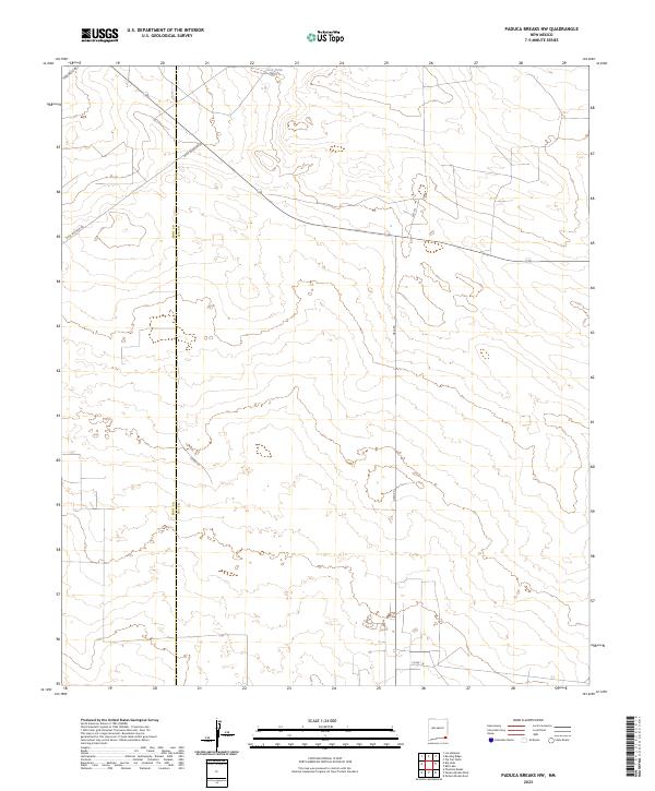 US Topo 7.5-minute map for Paduca Breaks NW NM