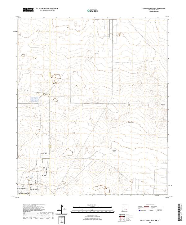 US Topo 7.5-minute map for Paduca Breaks West NMTX
