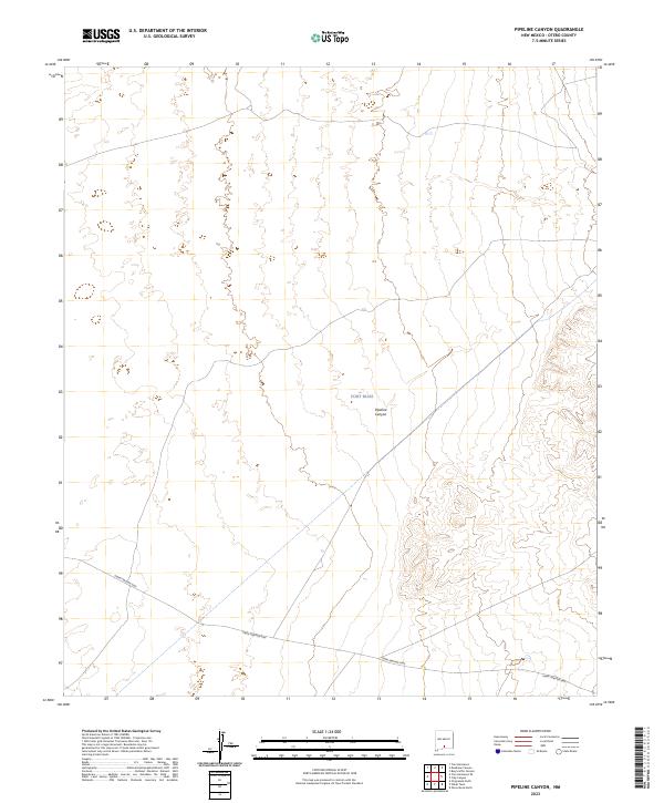 US Topo 7.5-minute map for Pipeline Canyon NM