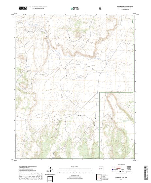 US Topo 7.5-minute map for Ponderosa Tank NM
