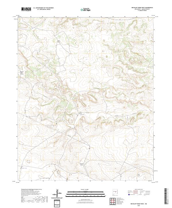 US Topo 7.5-minute map for Red Bluff Draw West NM