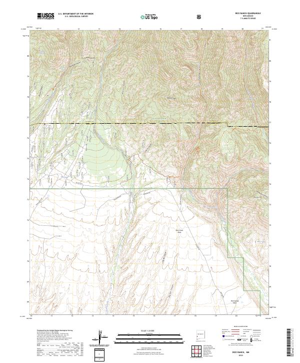 US Topo 7.5-minute map for Rice Ranch NM