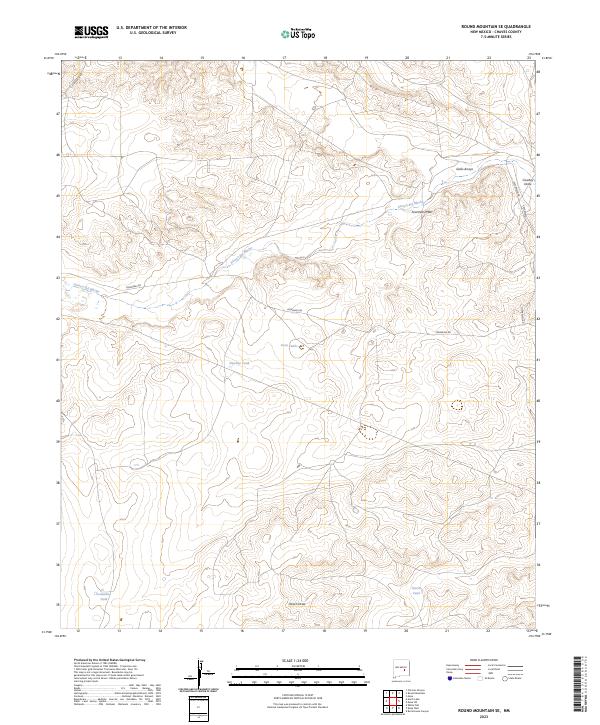 US Topo 7.5-minute map for Round Mountain SE NM