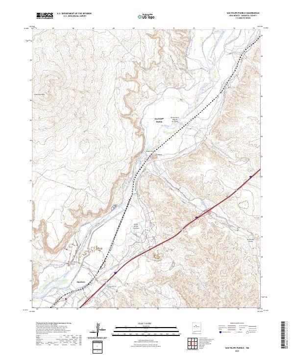 US Topo 7.5-minute map for San Felipe Pueblo NM