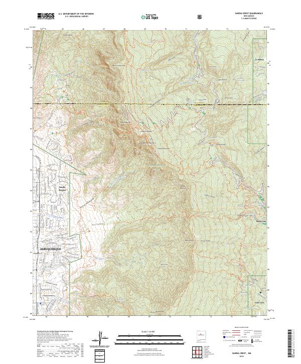 US Topo 7.5-minute map for Sandia Crest NM