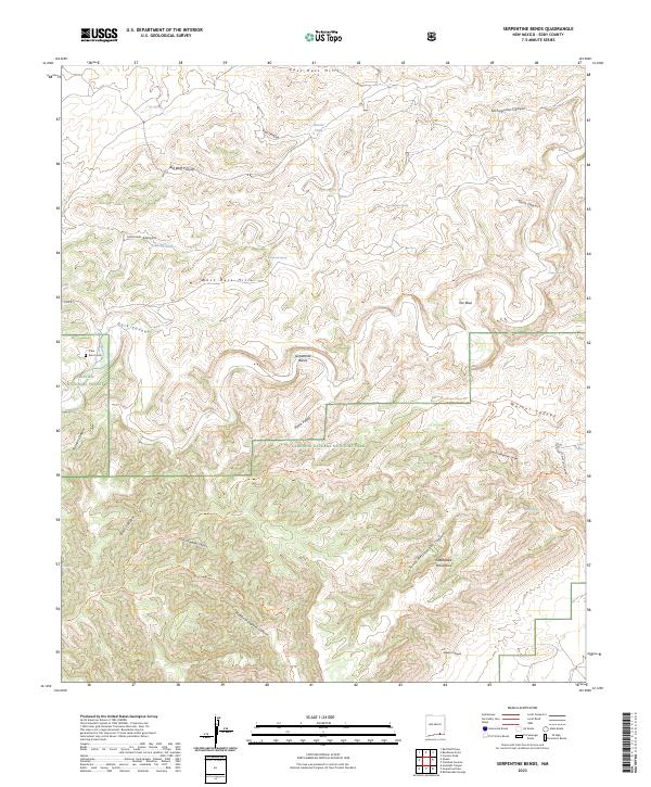 US Topo 7.5-minute map for Serpentine Bends NM