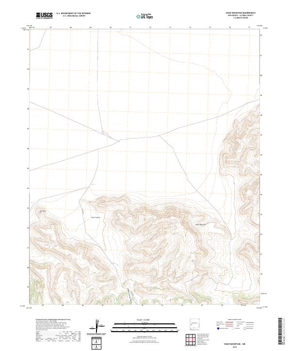 US Topo 7.5-minute map for Shaw Mountain NM – American Map Store