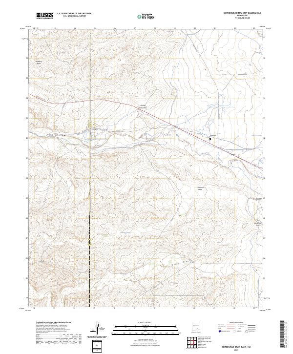 US Topo 7.5-minute map for Sixteenmile Draw East NM