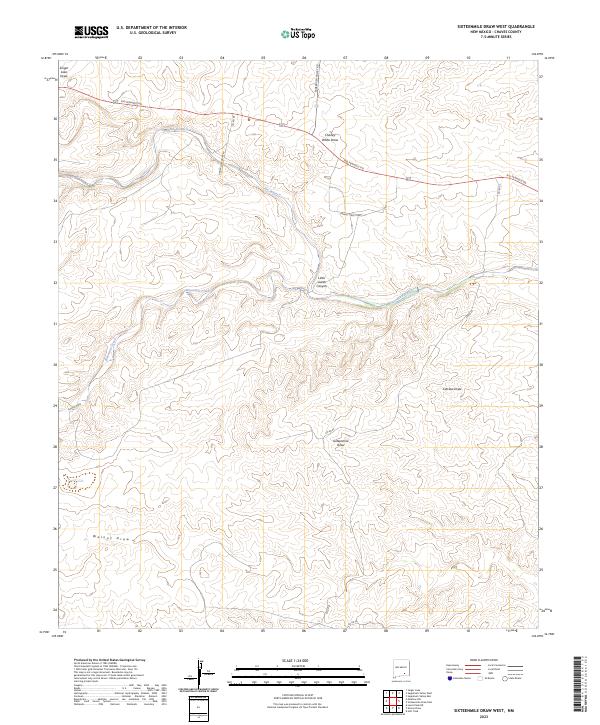 US Topo 7.5-minute map for Sixteenmile Draw West NM