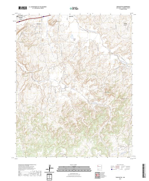 US Topo 7.5-minute map for Twin Buttes NM