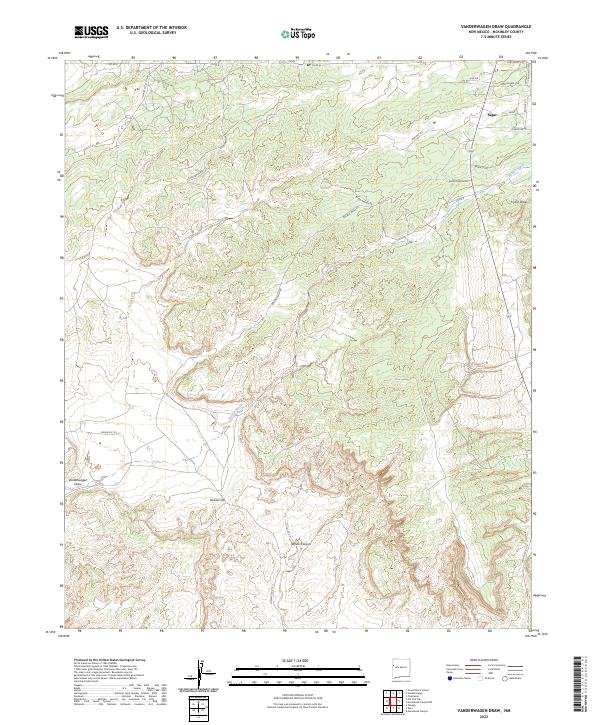 US Topo 7.5-minute map for Vanderwagen Draw NM