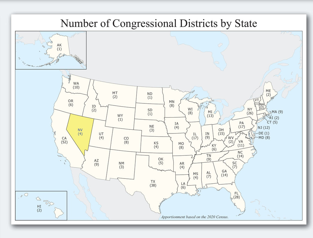 Nevada Congressional District Wall Map