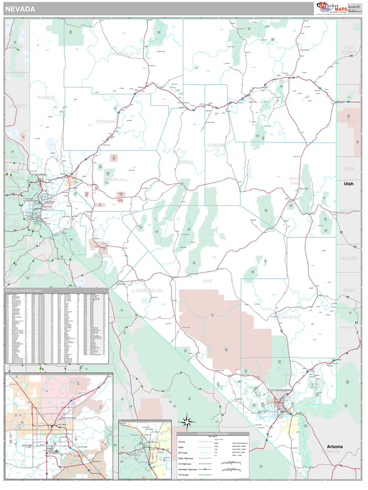 Premium Style Wall Map of Nevada