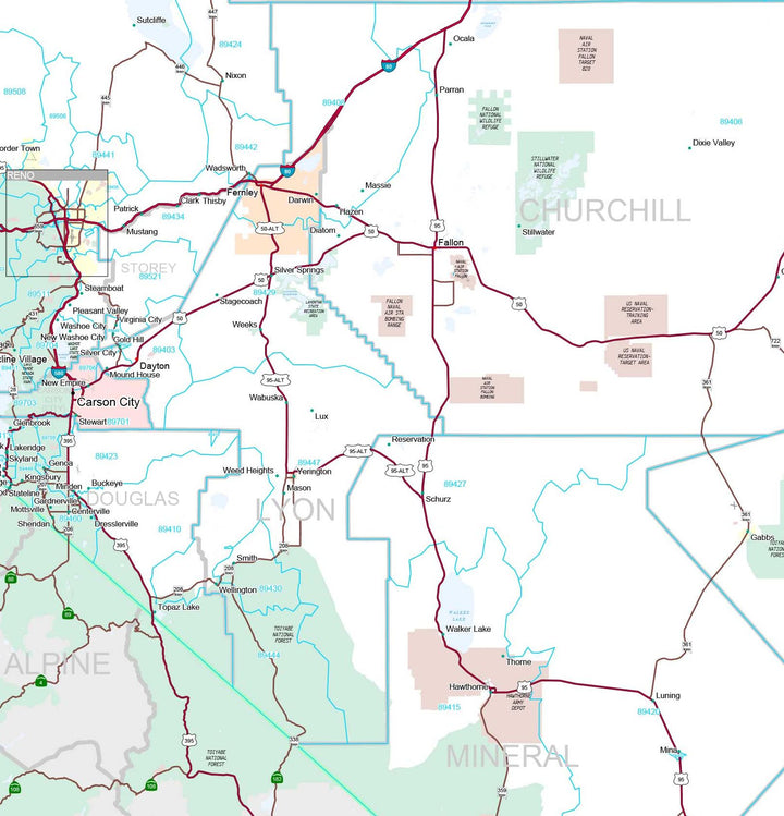 Premium Style Wall Map of Nevada