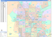 Color Cast Zip Code Style Wall Map of Las Vegas, NV. by Market Maps