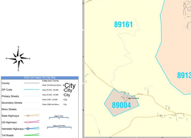 Color Cast Zip Code Style Wall Map of Las Vegas, NV. by Market Maps