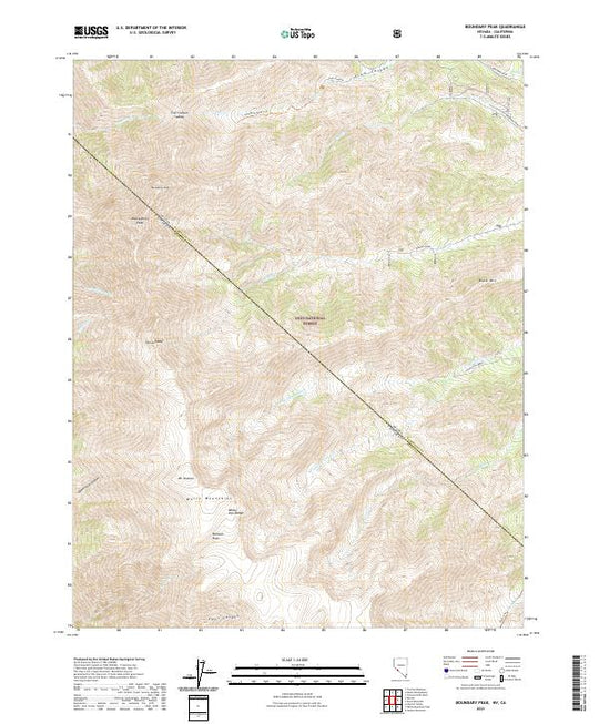 US Topo 7.5-minute map for Boundary Peak NVCA – American Map Store