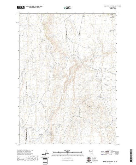 US Topo 7.5-minute map for Browns Bench Ranch NVID – American Map Store