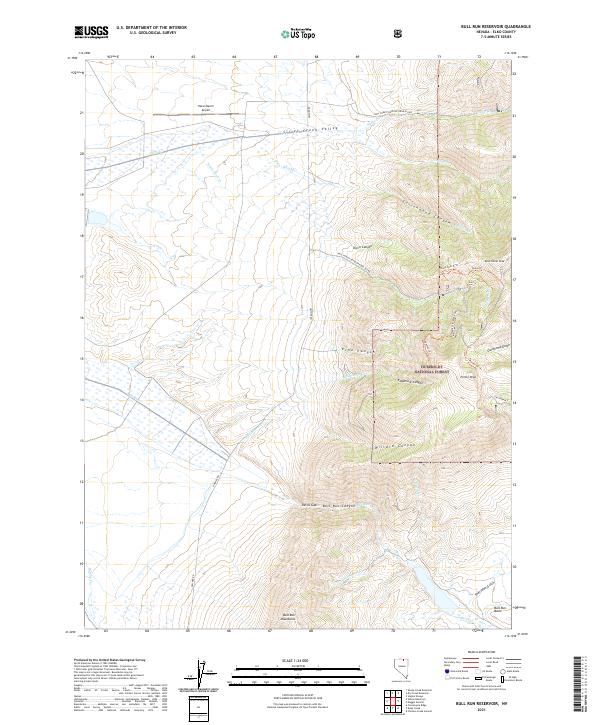 US Topo 7.5-minute map for Bull Run Reservoir NV