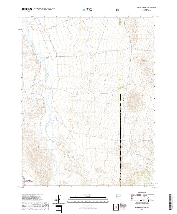 US Topo 7.5-minute map for Butler Mountain NV