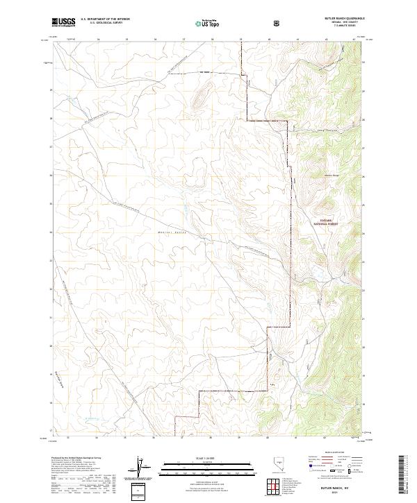 US Topo 7.5-minute map for Butler Ranch NV