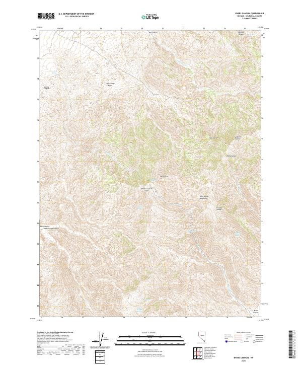 US Topo 7.5-minute map for Byers Canyon NV