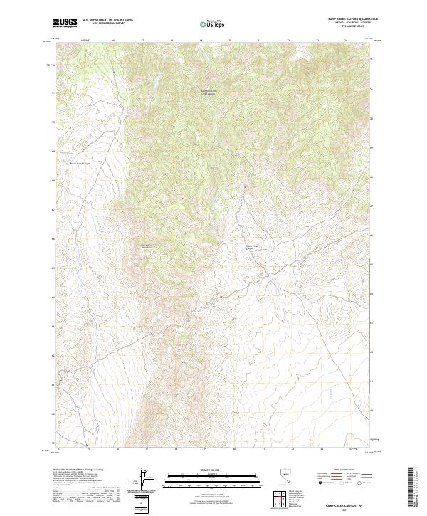 US Topo 7.5-minute map for Camp Creek Canyon NV