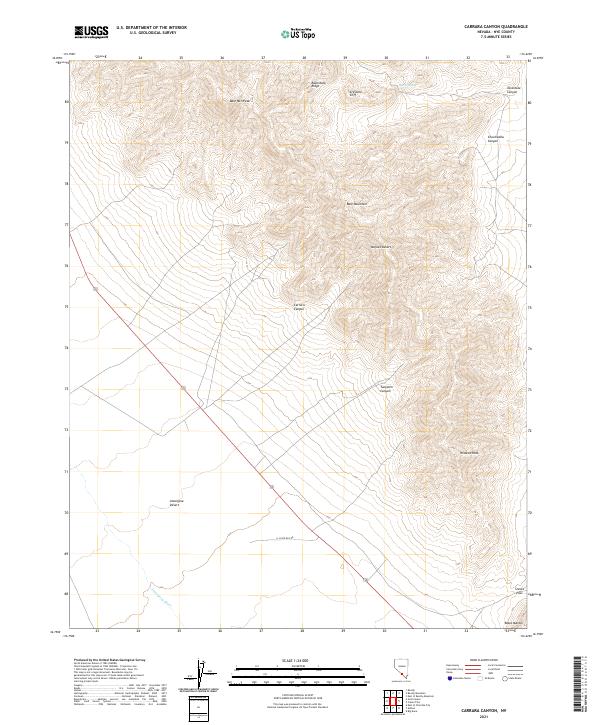 US Topo 7.5-minute map for Carrara Canyon NV