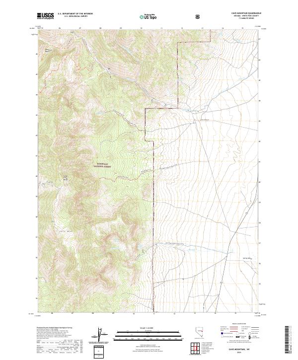 US Topo 7.5-minute map for Cave Mountain NV
