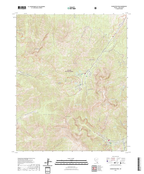 US Topo 7.5-minute map for Charleston Peak NV