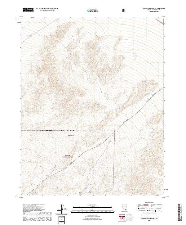 US Topo 7.5-minute map for Charleston Peak NE NV