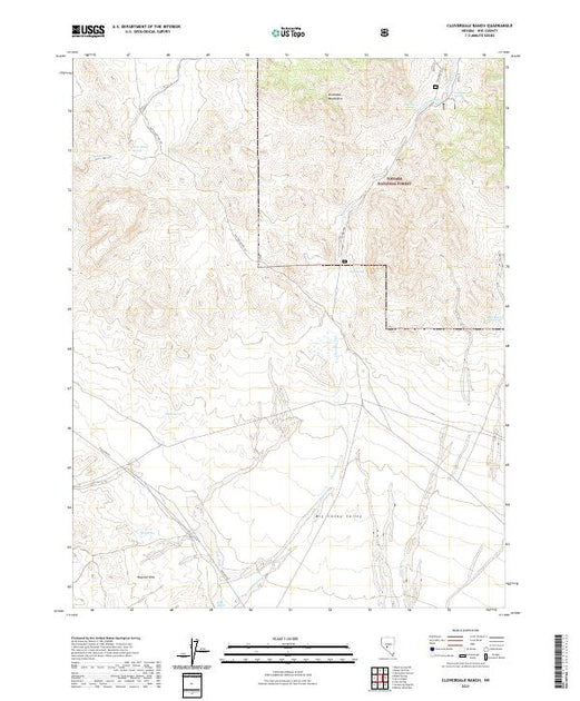 US Topo 7.5-minute map for Cloverdale Ranch NV – American Map Store