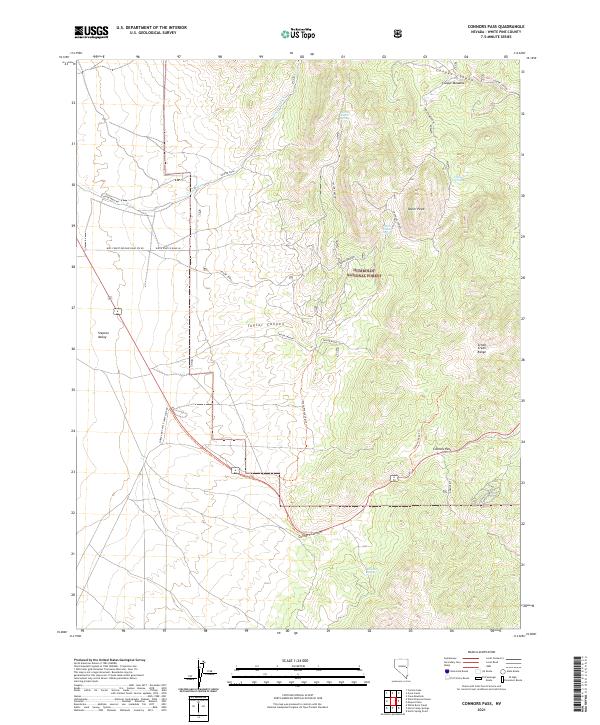 US Topo 7.5-minute map for Connors Pass NV