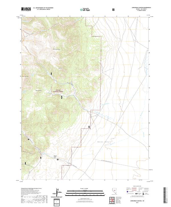 US Topo 7.5-minute map for Corcoran Canyon NV
