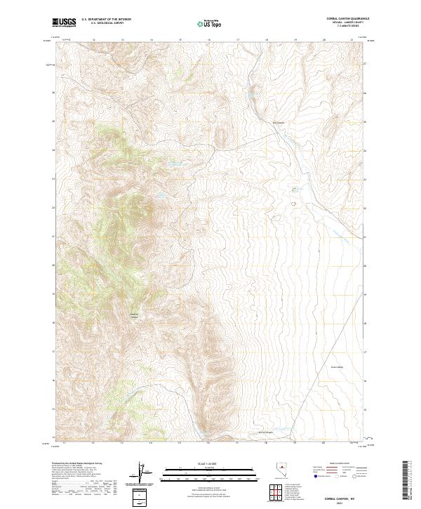 US Topo 7.5-minute map for Corral Canyon NV