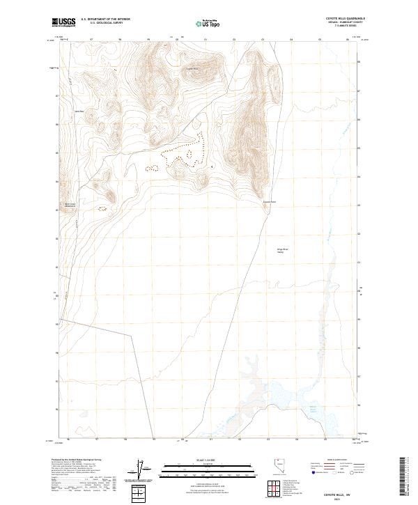 US Topo 7.5-minute map for Coyote Hills NV