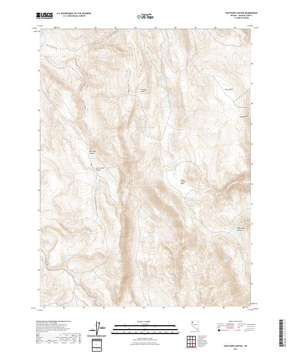 US Topo 7.5-minute map for Crutcher Canyon NV