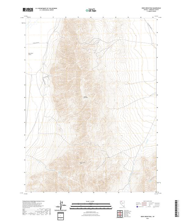 US Topo 7.5-minute map for Deer Creek Peak NV