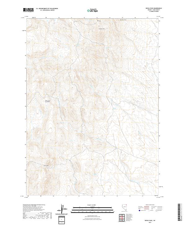 US Topo 7.5-minute map for Devils Pass NV