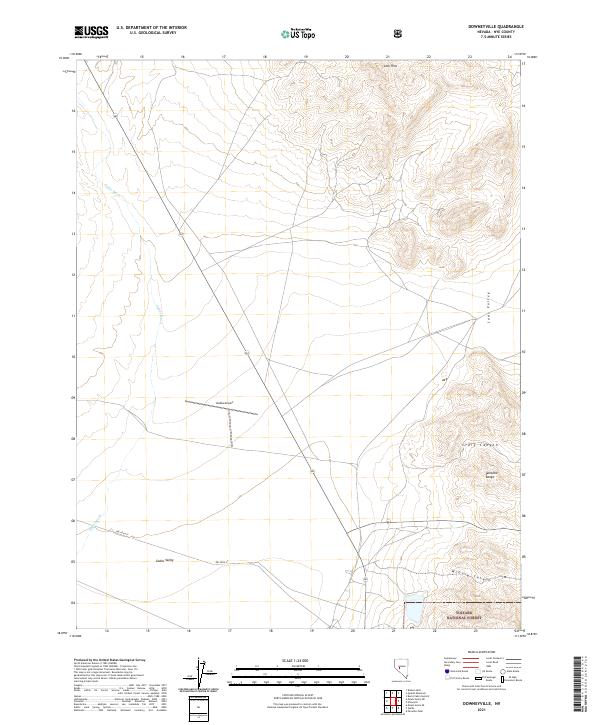 US Topo 7.5-minute map for Downeyville NV